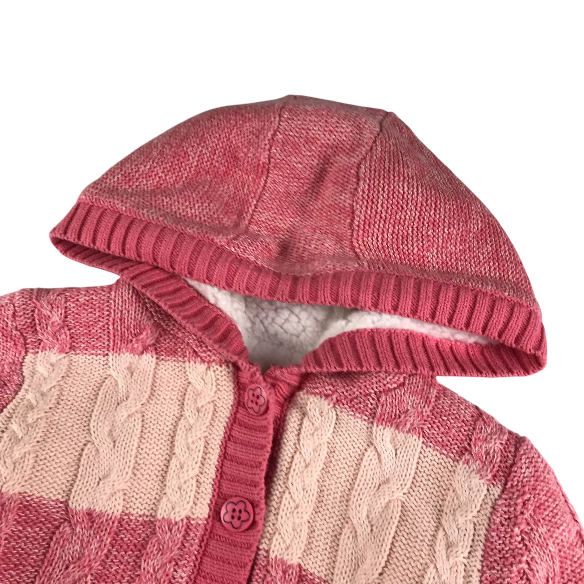 Nutmeg hoodie 5-6 years pink knitted bunny pockets warm lined