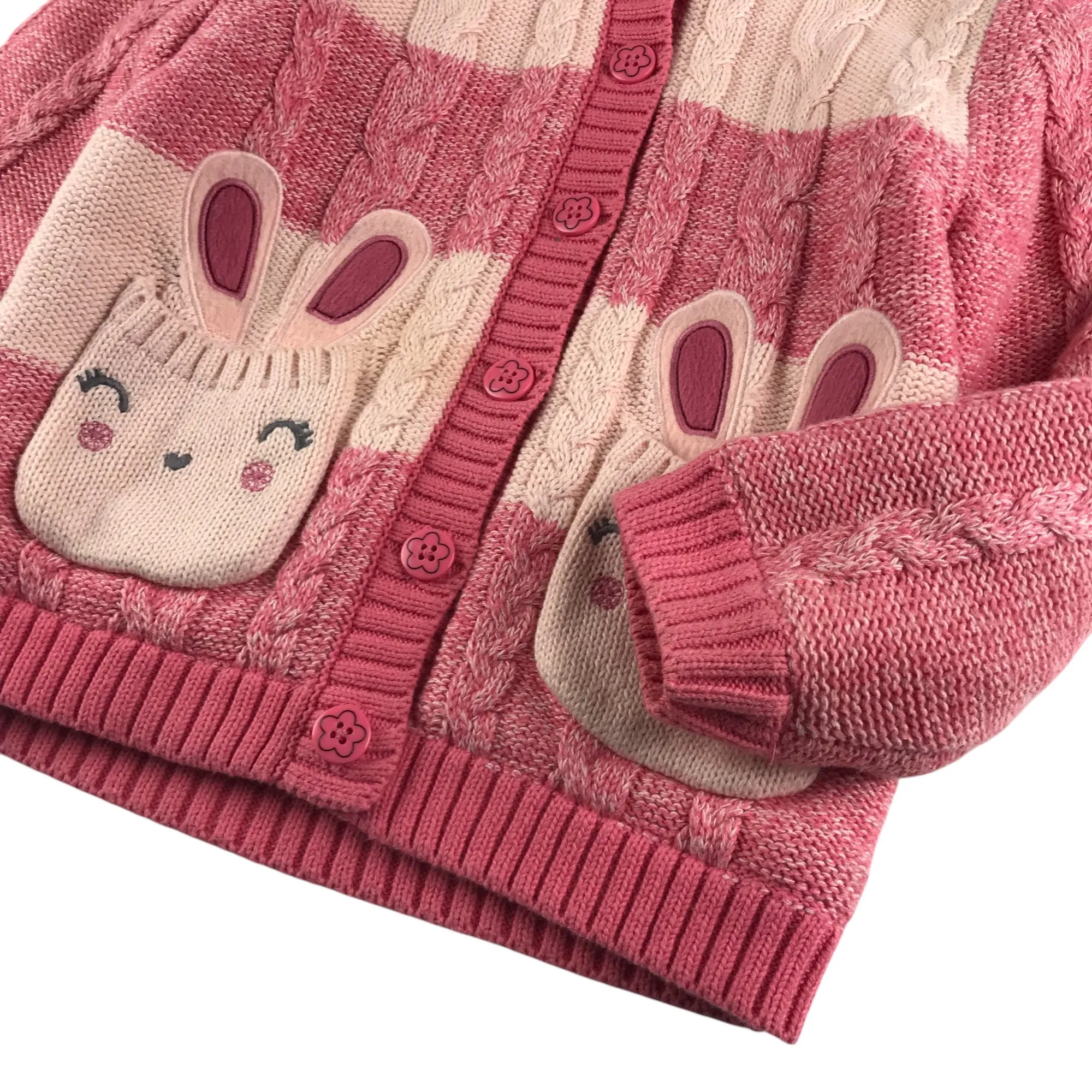 Nutmeg hoodie 5-6 years pink knitted bunny pockets warm lined