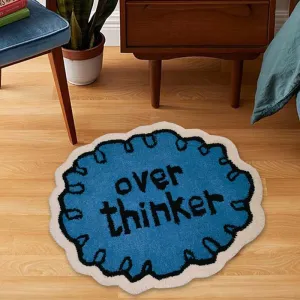 Over Thinker Blue Woolen Rug | 2 x 1.7 Feet