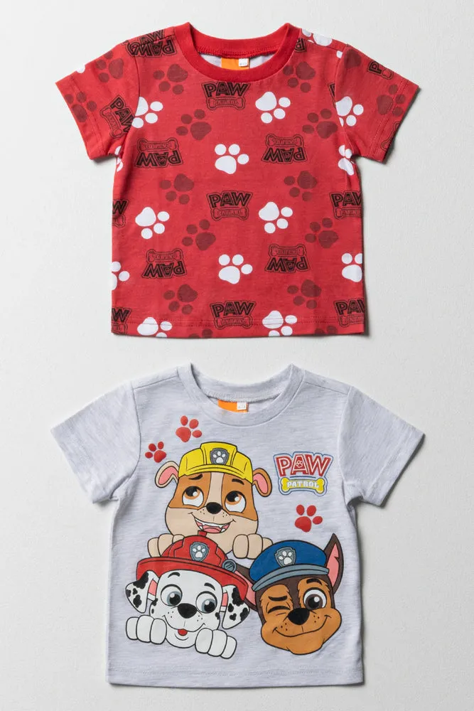 Paw Patrol 2 Pack Short Sleeve T-Shirts Red & Grey