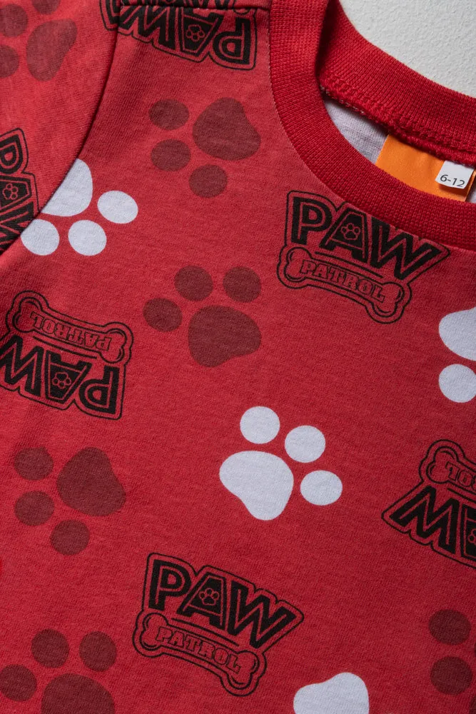 Paw Patrol 2 Pack Short Sleeve T-Shirts Red & Grey