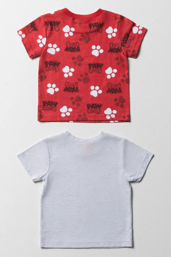 Paw Patrol 2 Pack Short Sleeve T-Shirts Red & Grey