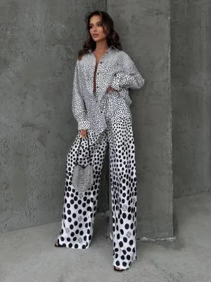 Polka Dot Woven Drape Two-piece Suit