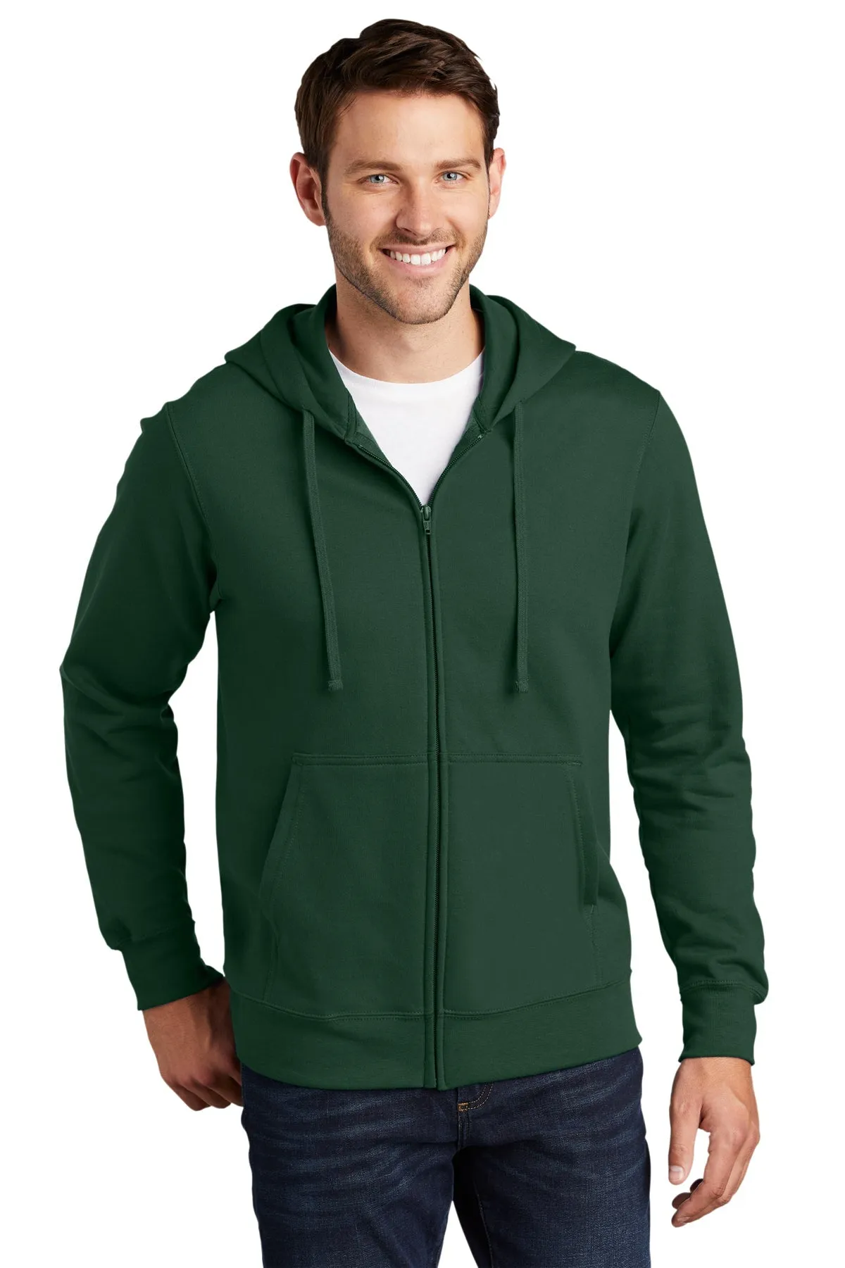 Port & Company Fan Favorite Fleece Customized Zip Hoodies, Forest Green