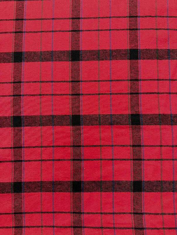 Red Multi Yarn Dyed Plaid Flannel Fabric