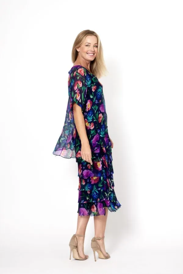 Silk Dress Frayed Layer dress Floral