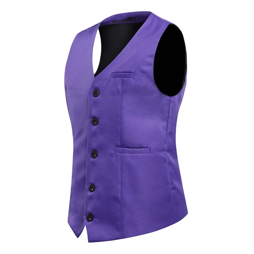 Slim Fit Single Breasted Purple Vest