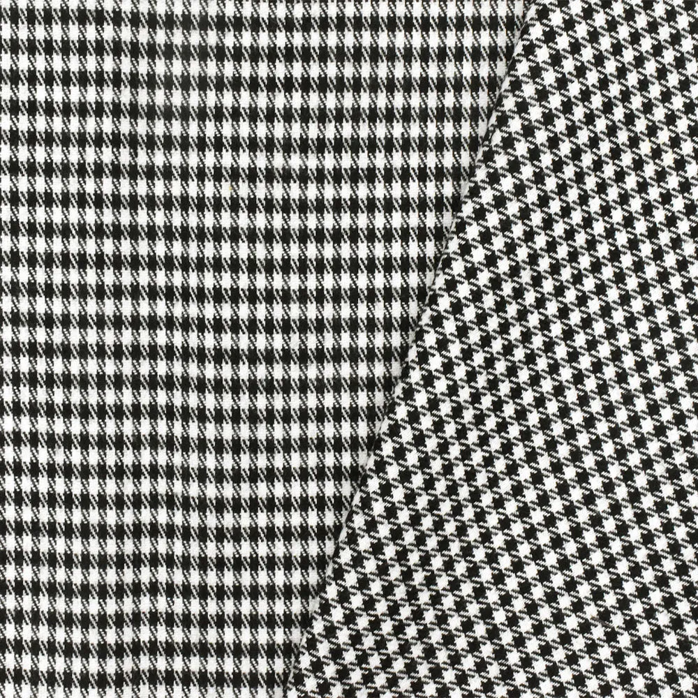 Snow White-Black Gingham Poly-Cotton Twill Woven Fabric