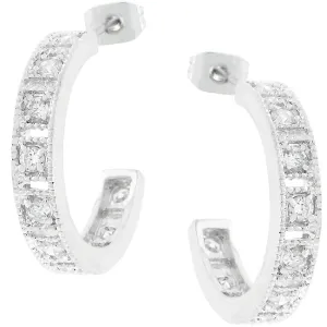 Studded Cubic Zirconia Hooplet Earrings