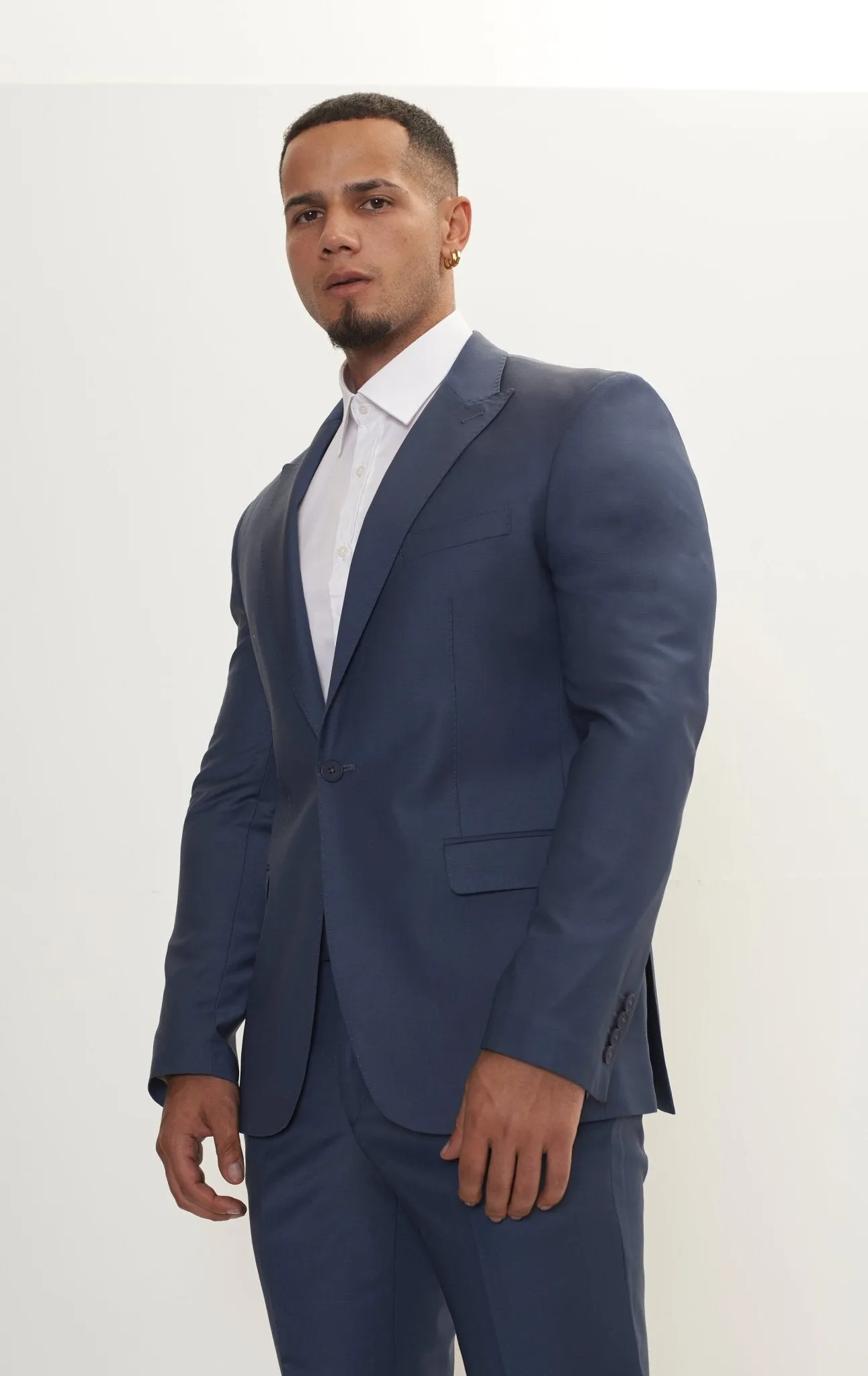 Super 120S Merino Wool Single Breasted Suit - Dark Petrol Blue