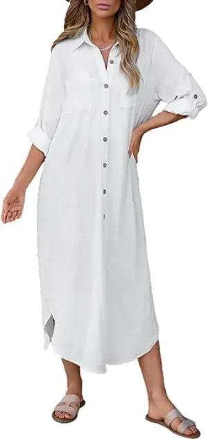 Swimsuit Kimono Cover Up White Casual Dresses