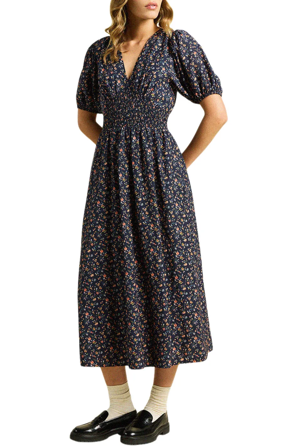 Trovata Birds of Paradis Sonia Dress in Navy Rosette