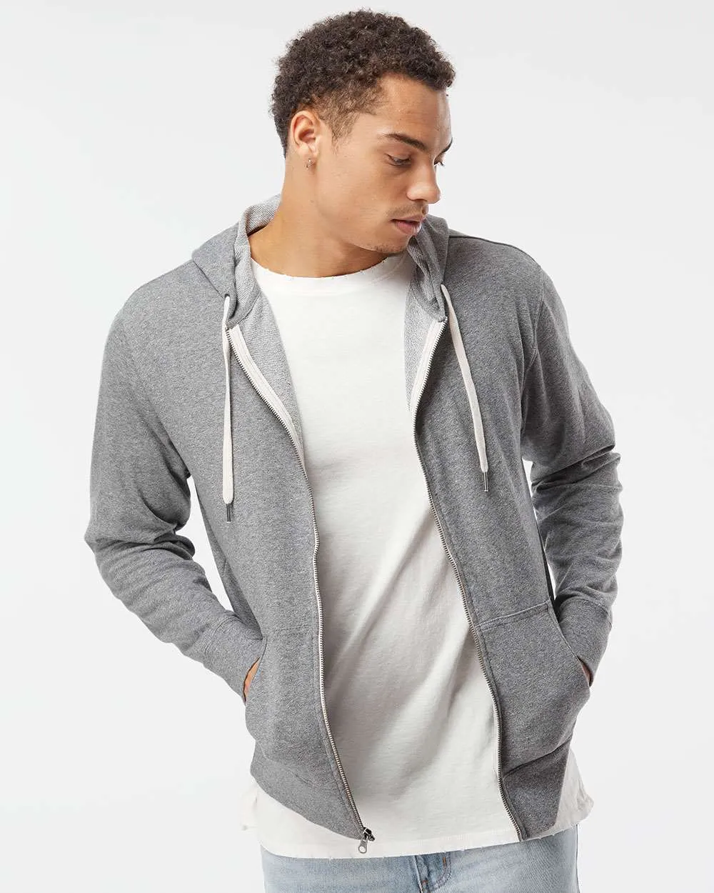 Unisex Heathered French Terry Full-Zip Hooded Sweatshirt