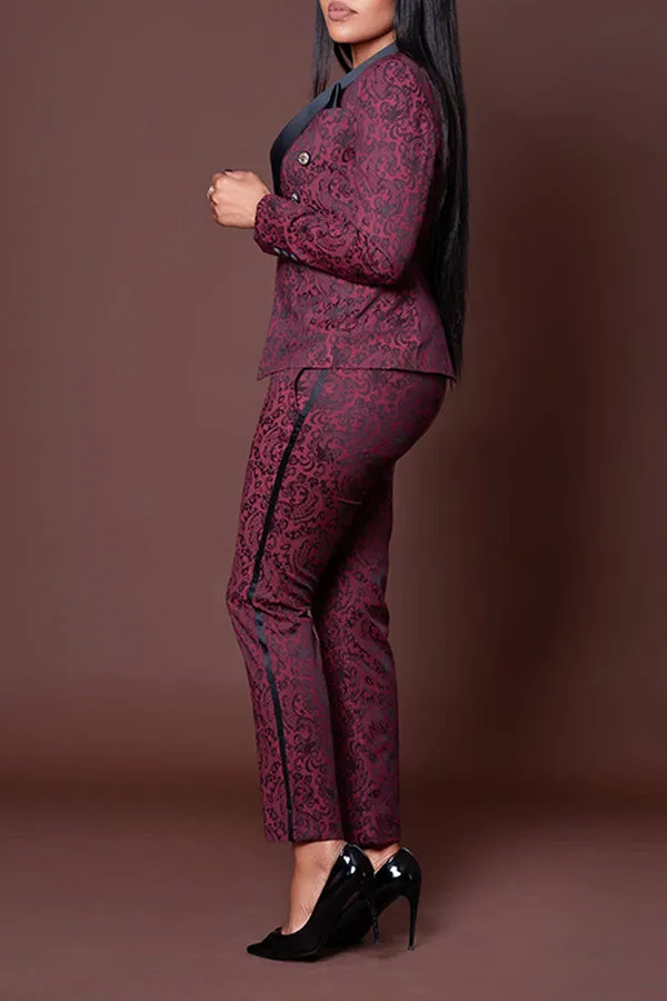 Vintage Mandala Print Blazer & Pants Set