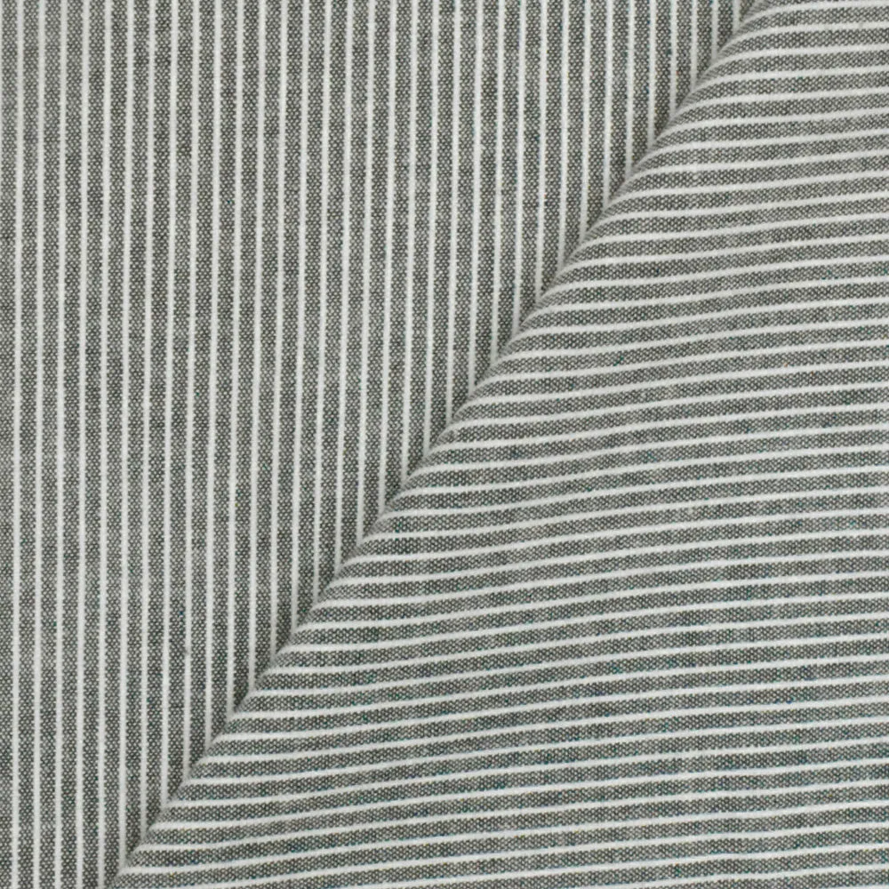 Vintage Navy-White Stripe Stretch Cotton Chambray Woven Fabric