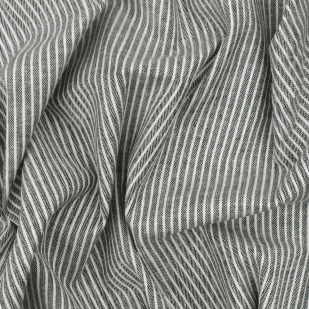 Vintage Navy-White Stripe Stretch Cotton Chambray Woven Fabric