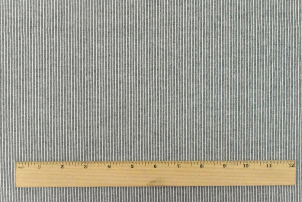 Vintage Navy-White Stripe Stretch Cotton Chambray Woven Fabric