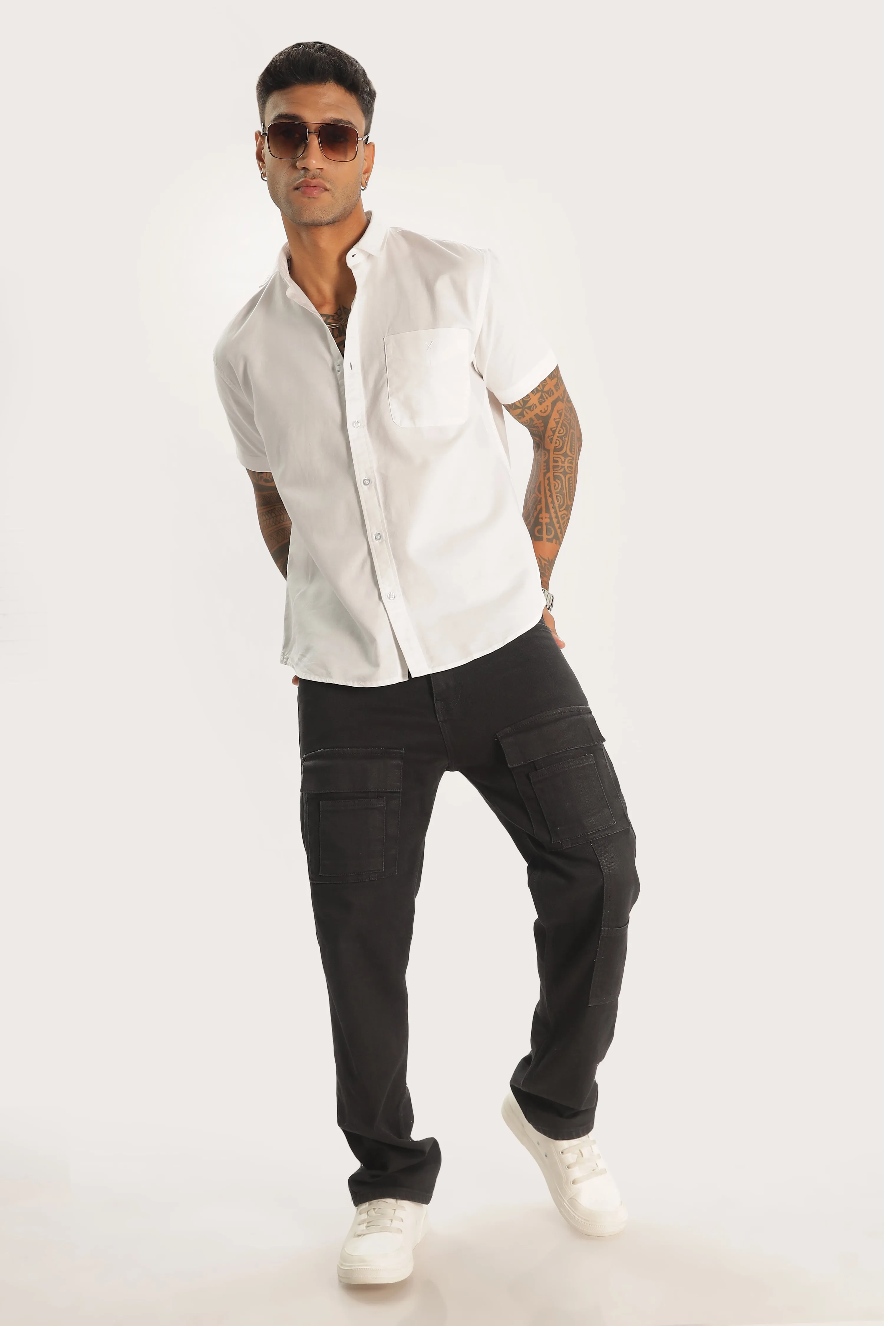 White Half Sleeve Regular Fit Shirt