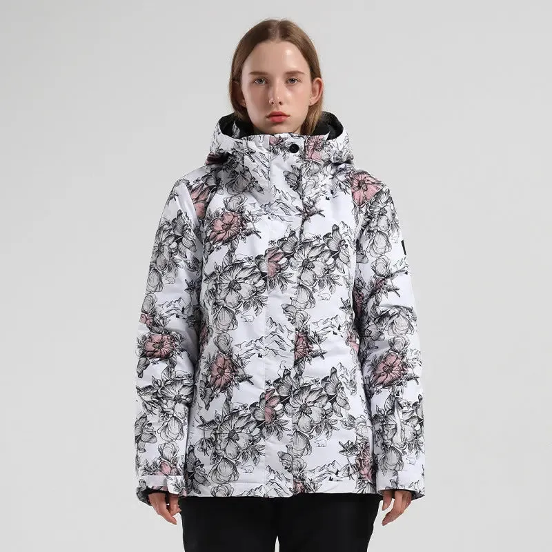 Women's Floral Ski Jacket & Matched Bibs Pants Set